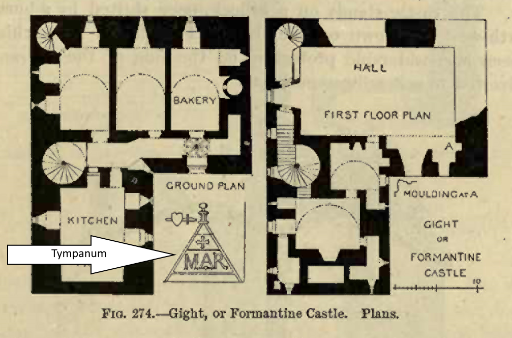 Ground plan of Gight Castle showing tympanum of dormer window.