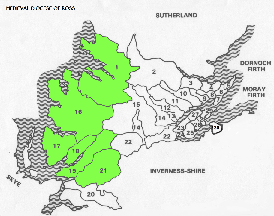 Map showing Ross Diocese in Scotland